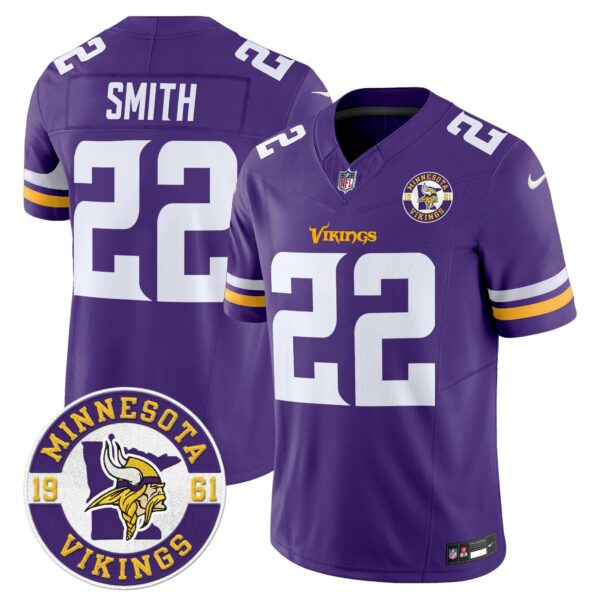 Minnesota Vikings 2024 Vapor Limited Jersey V2 – Est. 1961 Patch – All Stitched – Purple – Harrison Smith Jersey