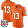 Dolphins Gold Trim Vapor Limited Jersey – All Stitched – Orange – Dan Marino Jersey