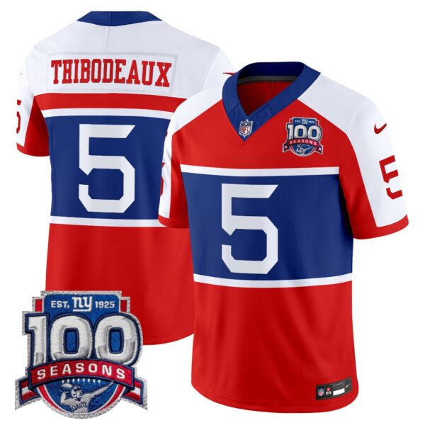 New York Giants ‘Century Red’ 100th Season Commemorative Vapor Jersey – All Stitched – Red Alternate – Kayvon Thibodeaux Jersey