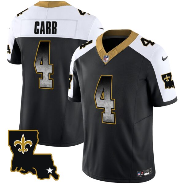 Saints 1987 Legacy Arch Smoke Jersey – All Stitched – Alternate – Derek Carr Jersey