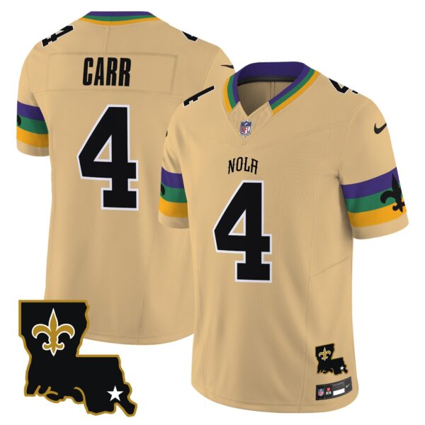 Saints 2024 New Orleans City Vapor Limited Jersey – All Stitched – Gold – Derek Carr Jersey
