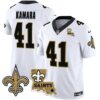 Saints Vapor Limited Jersey – New Orleans Patch – All Stitched – White – Alvin Kamara Jersey