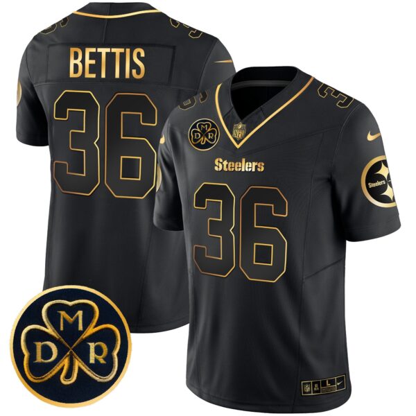Steelers DMR Patch Gold Vapor Limited Jersey – All Stitched – Black Gold – Jerome Bettis Jersey
