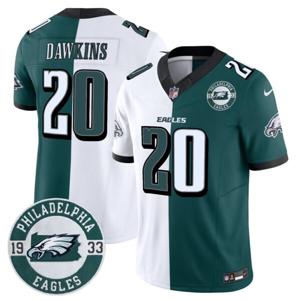 Eagles 2024 Vapor Limited Jersey – Est. 1933 Patch – All Stitched – Split – Brian Dawkins Jersey