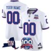New York Giants 100th Season & State Patch Vapor Limited Custom Jersey – All Stitched – White Jersey