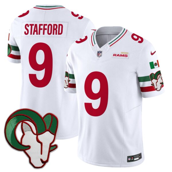Rams Mexico Vapor Limited Jersey – All Stitched – White – Matthew Stafford Jersey