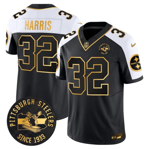 Pittsburgh Steelers Throwback 1933 Patch Gold Vapor Limited Jersey – All Stitched – Alternate – Franco Harris Jersey