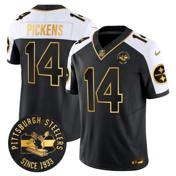 Pittsburgh Steelers Throwback 1933 Patch Gold Vapor Limited Jersey – All Stitched – Alternate – George Pickens Jersey