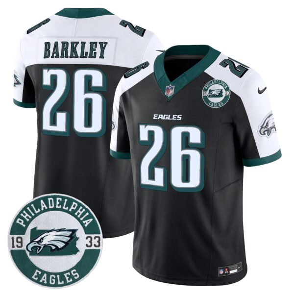 Eagles 2024 Vapor Limited Jersey – Est. 1933 Patch – All Stitched – Black Alternate – Saquon Barkley Jersey