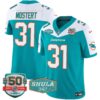 Dolphins Shula 347 Patch Vapor Limited Jersey V2 – All Stitched – Aqua Alternate – Raheem Mostert Jersey
