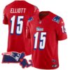 Patriots 1996 Throwback State Patch Vapor Jersey – All Stitched – Red – Ezekiel Elliott Jersey
