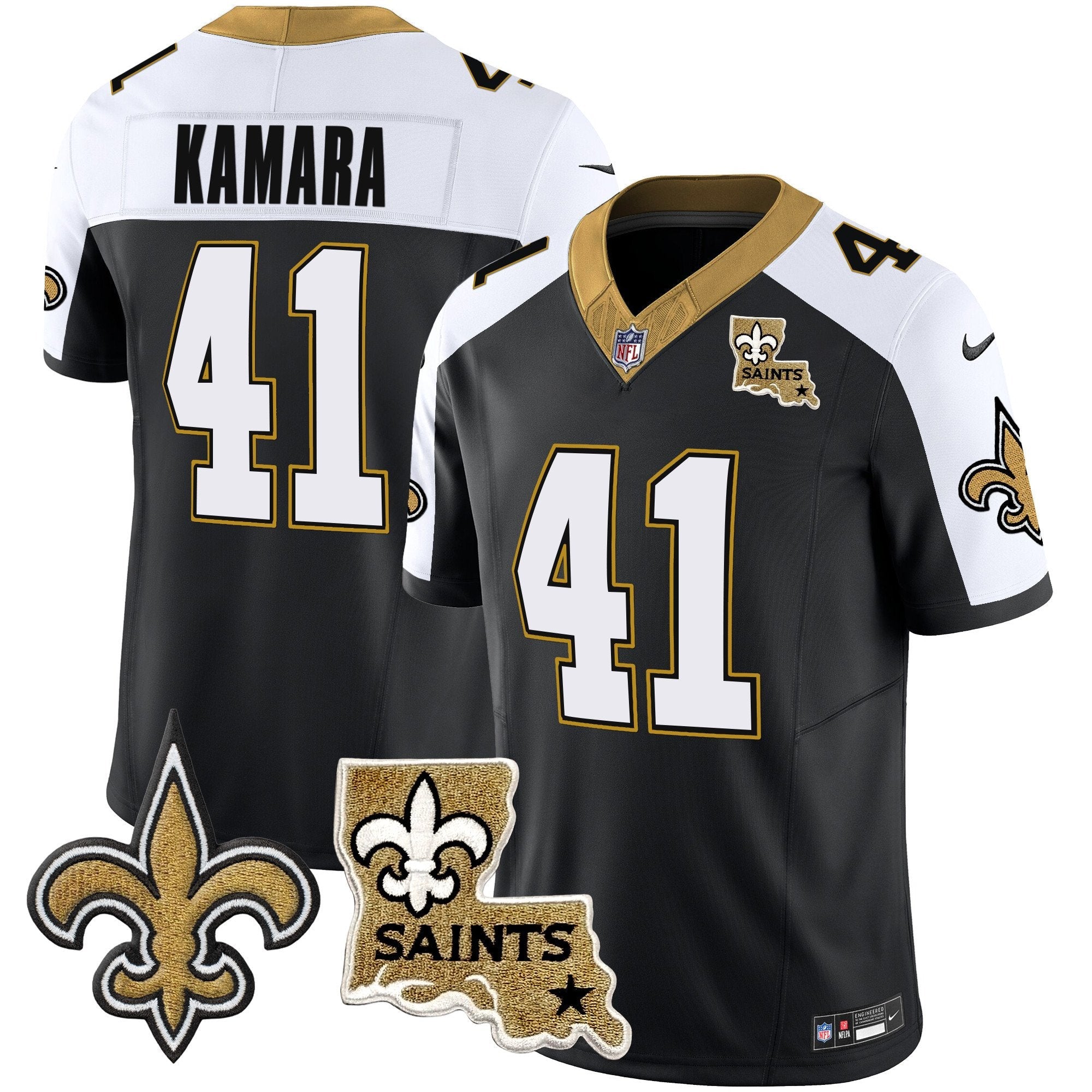 Saints Vapor Limited Jersey – New Orleans Patch – All Stitched – Alternate – Alvin Kamara Jersey
