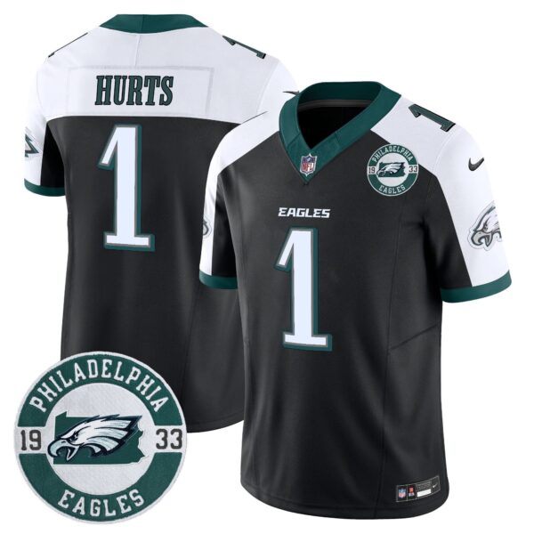Eagles 2024 Vapor Limited Jersey – Est. 1933 Patch – All Stitched – Black Alternate – Jalen Hurts Jersey