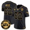 Philadelphia Eagles 2024 Throwback Gold Vapor Limited Jersey – Est. 1933 Patch – All Stitched – Black Gold – Jason Kelce Jersey