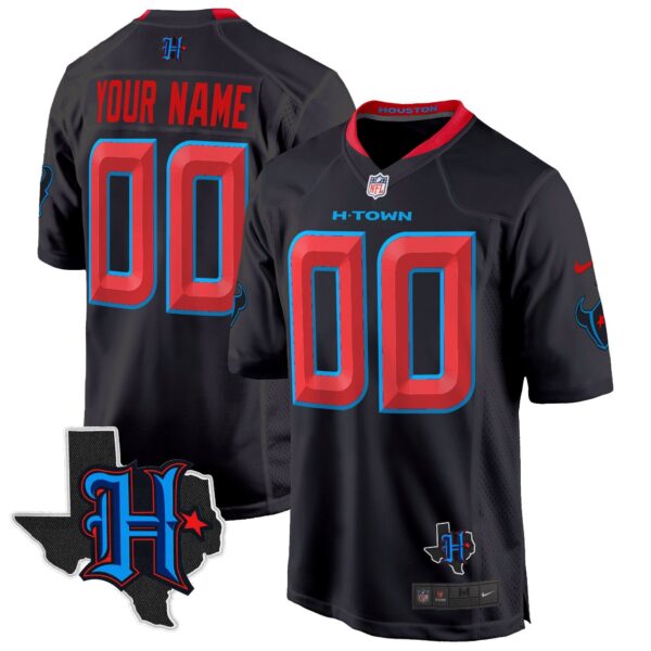 Houston Texans 2024 Texas Patch Game Custom Jersey – All Stitched – Navy Limited Jersey