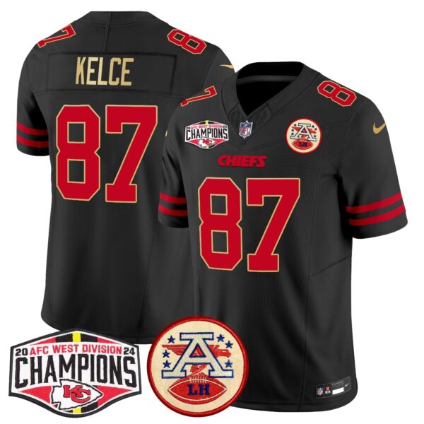 Chiefs 2024 AFC West Division Champions Patch Vapor Limited Jersey – All Stitched – Gold Trim – Travis Kelce Jersey