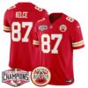 Chiefs 2024 AFC West Division Champions Patch Vapor Limited Jersey – All Stitched – Red – Travis Kelce Jersey