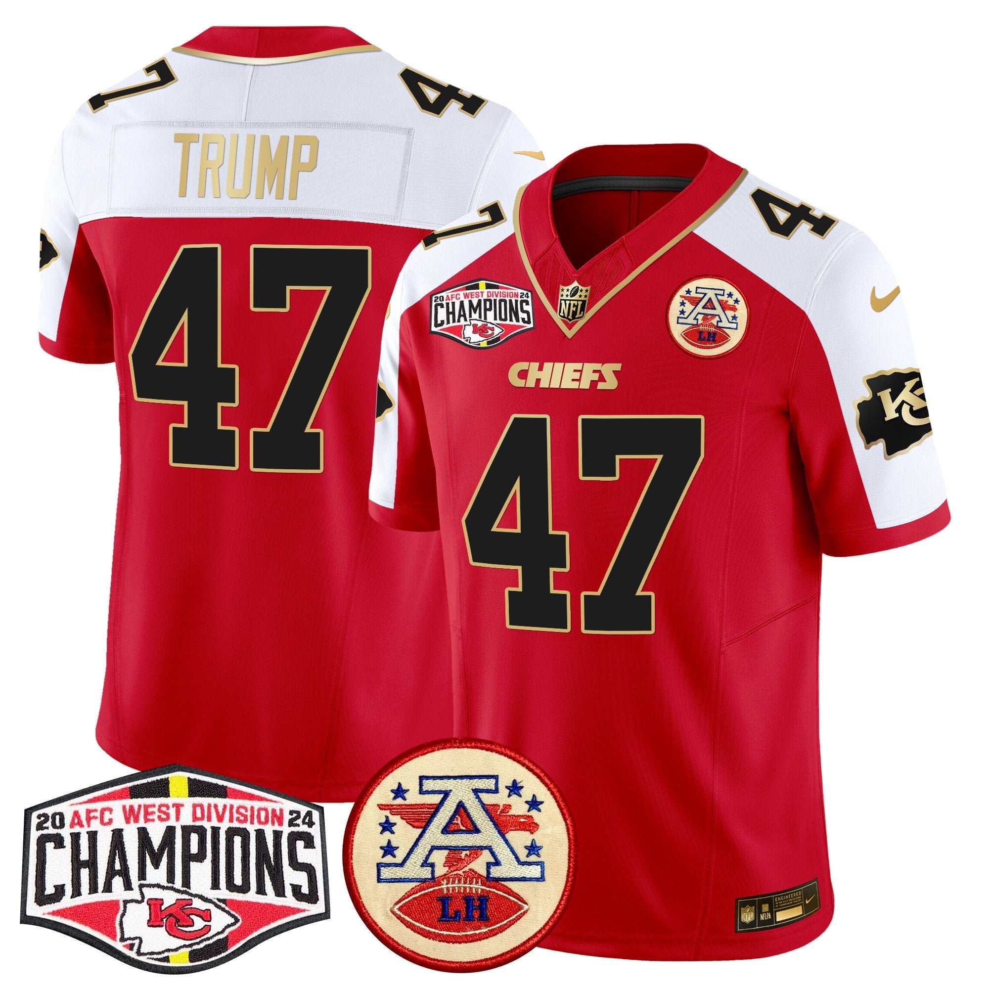 Chiefs 2024 AFC West Division Champions Patch Vapor Limited Jersey – All Stitched – Red Alternate – Donald Trump Jersey
