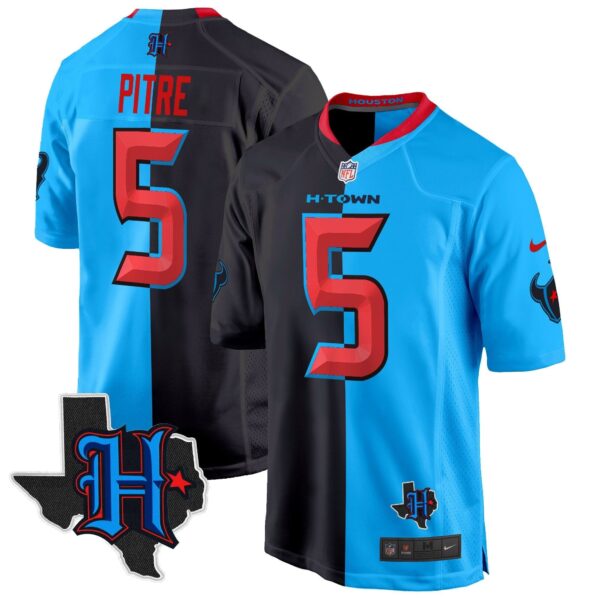 Houston Texans 2024 Texas Patch Game Jersey – All Stitched – Split – Jalen Pitre Jersey