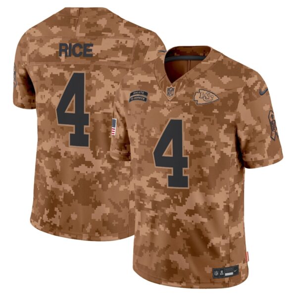 Kansas City Chiefs 2024 Salute to Service Vapor Limited Jersey – All stitched – Brown Camo – Rashee Rice Jersey