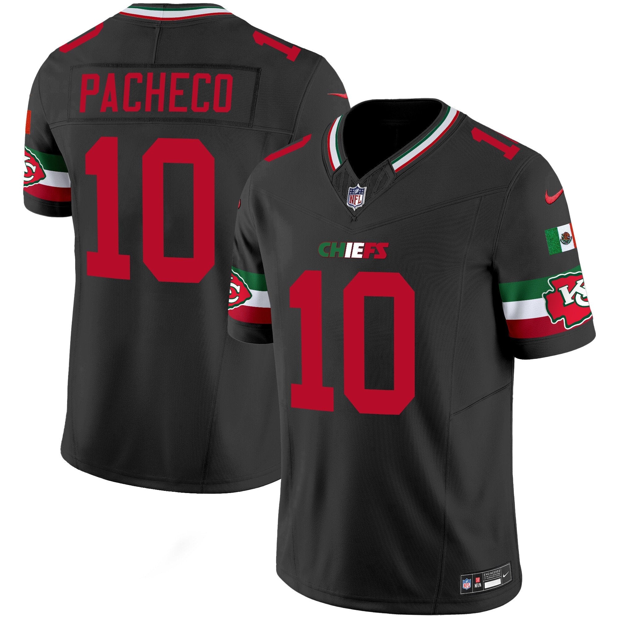 Chiefs Mexico Vapor Limited Jersey – All Stitched – Black – Isiah Pacheco Jersey