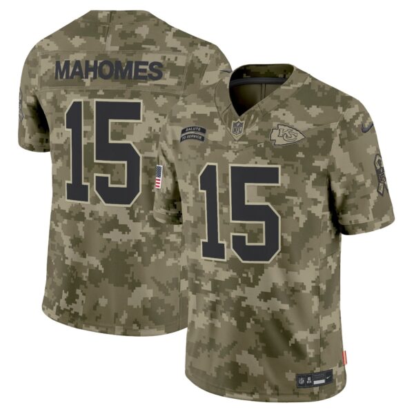 Kansas City Chiefs 2024 Salute to Service Vapor Limited Jersey – All stitched – Olive Camo – Patrick Mahomes Jersey