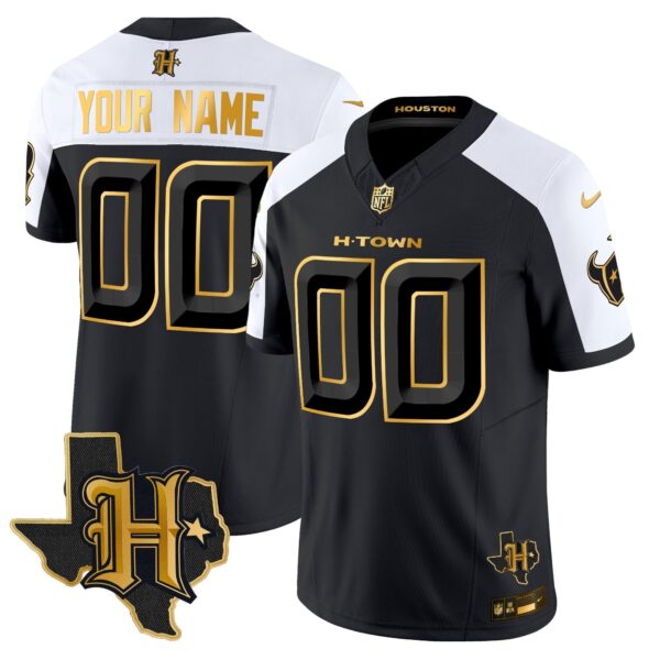Houston Texans 2024 Texas Patch Gold Vapor Limited Custom Jersey – All Stitched – Alternate Jersey