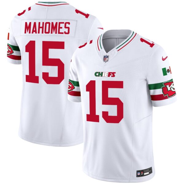 Chiefs Mexico Vapor Limited Jersey – All Stitched – White – Patrick Mahomes Jersey