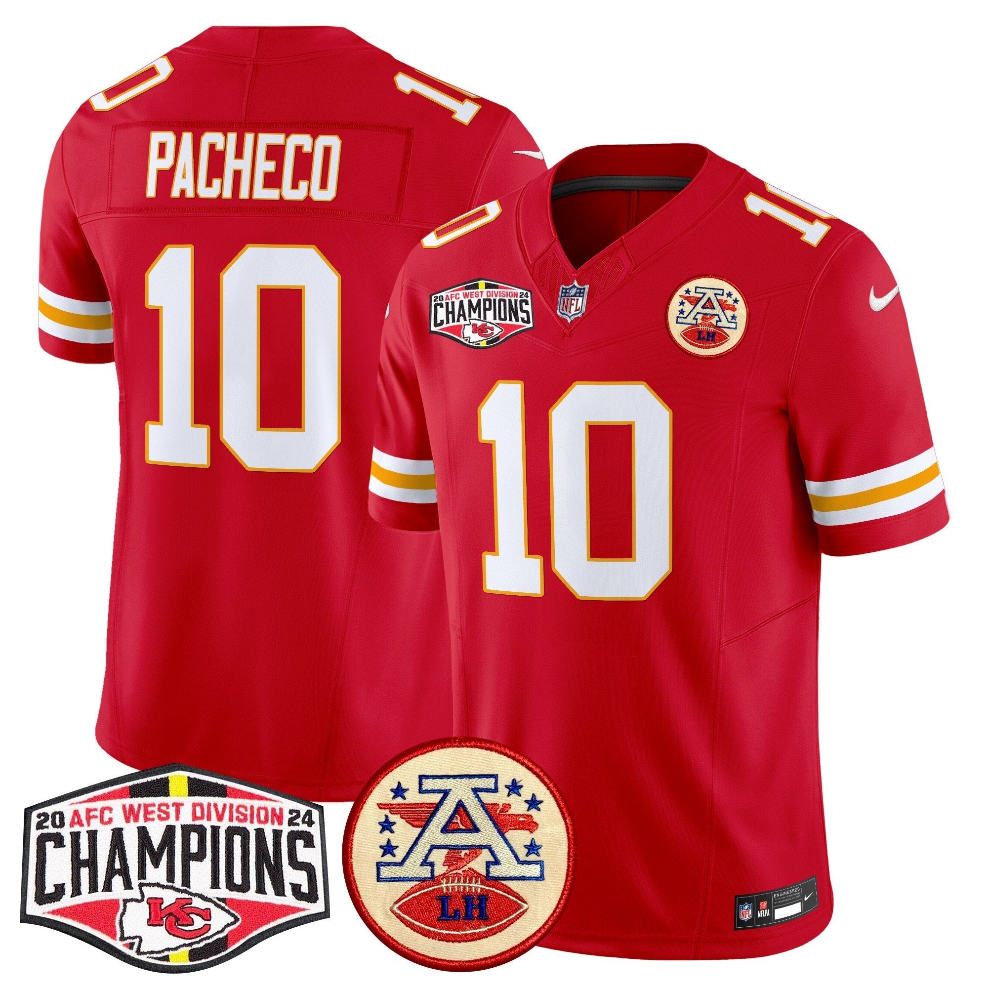 Chiefs 2024 AFC West Division Champions Patch Vapor Limited Jersey – All Stitched – Red – Isiah Pacheco Jersey