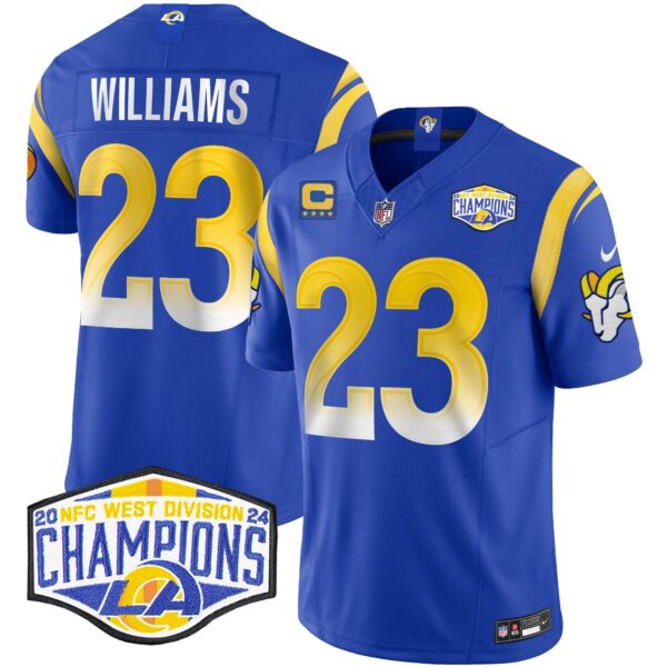 Los Angeles Rams 2024 NFC West Division Champions Vapor Limited Jersey – All Stitched – Royal – Kyren Williams Jersey