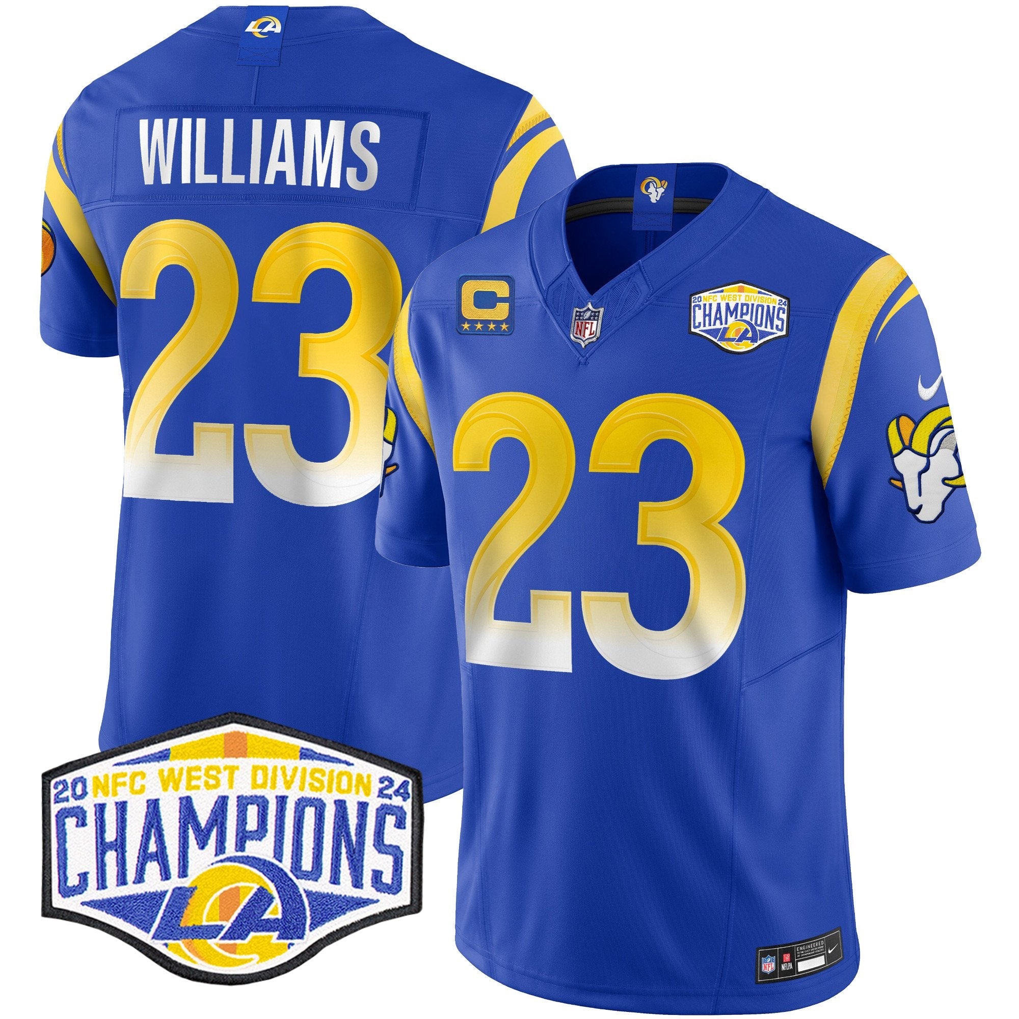 Los Angeles Rams 2024 NFC West Division Champions Vapor Limited Jersey – All Stitched – Royal – Kyren Williams Jersey