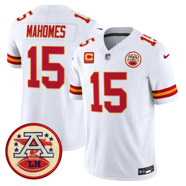 Chiefs 2024 Lamar Hunt Patch Vapor Limited Jersey – All Stitched – White – Patrick Mahomes Jersey