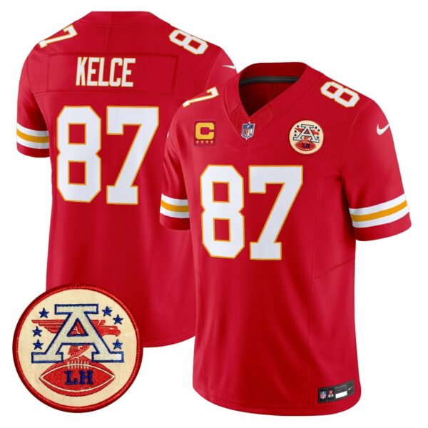Chiefs 2024 Lamar Hunt Patch Vapor Limited Jersey – All Stitched – Red – Travis Kelce Jersey