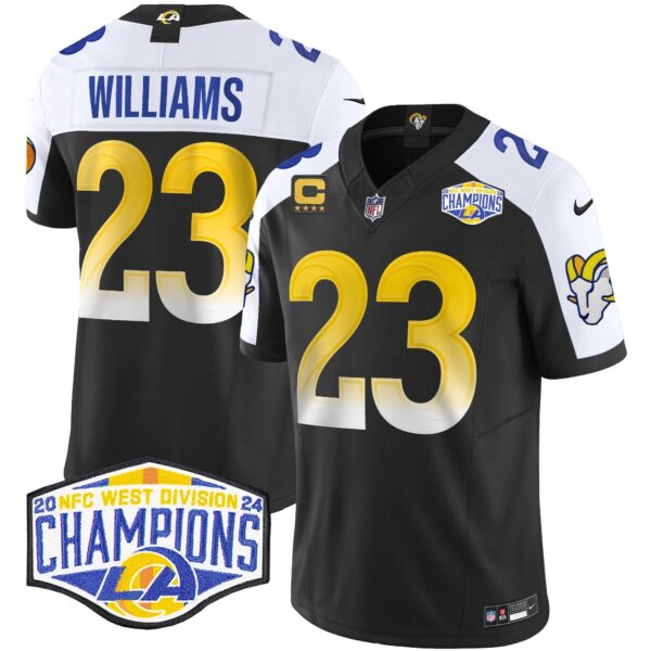 Los Angeles Rams 2024 NFC West Division Champions Vapor Limited Jersey – All Stitched – Black Alternate – Kyren Williams Jersey
