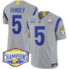 Los Angeles Rams 2024 NFC West Division Champions Vapor Limited Jersey – All Stitched – Gray – Jalen Ramsey Jersey
