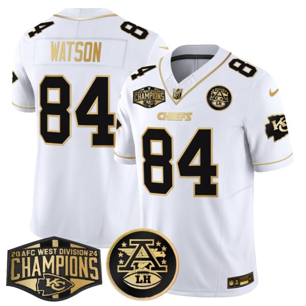 Chiefs 2024 AFC West Division Champions Patch Gold Vapor Limited Jersey – All Stitched – White Gold – Justin Watson Jersey