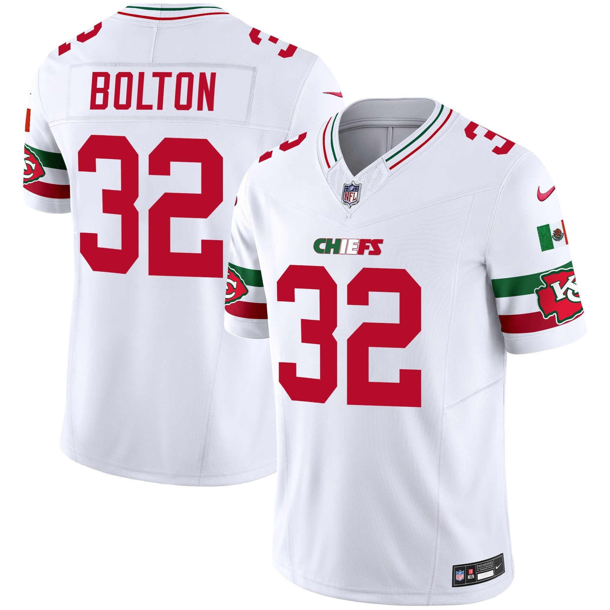 Chiefs Mexico Vapor Limited Jersey – All Stitched – White – Nick Bolton Jersey