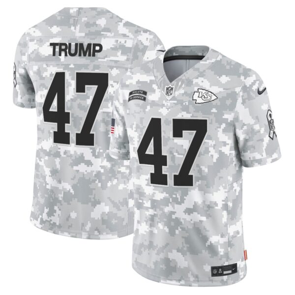 Kansas City Chiefs 2024 Salute to Service Vapor Limited Jersey – All stitched – Arctic Camo – Donald Trump Jersey