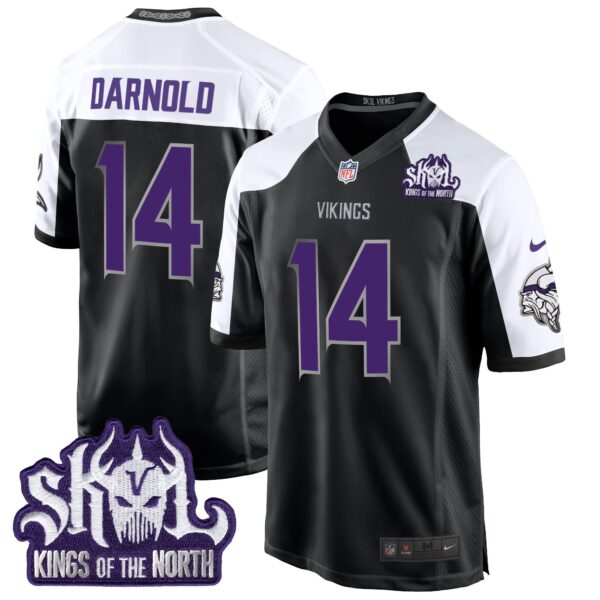 Minnesota Vikings 2024 Winter Warrior Skol Patch Game Jersey – All Stitched – Black Alternate – Sam Darnold Jersey