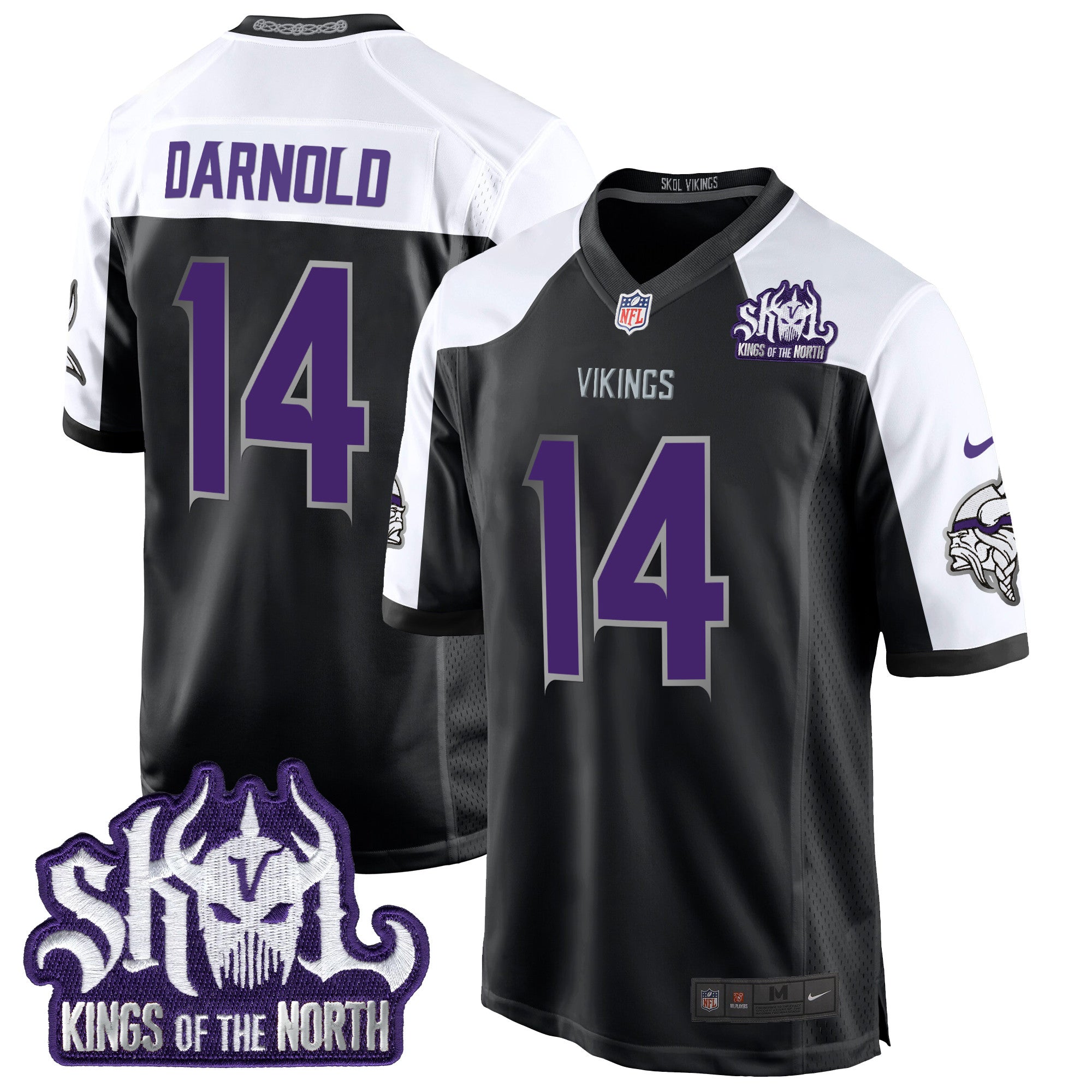 Minnesota Vikings 2024 Winter Warrior Skol Patch Game Jersey – All Stitched – Black Alternate – Sam Darnold Jersey