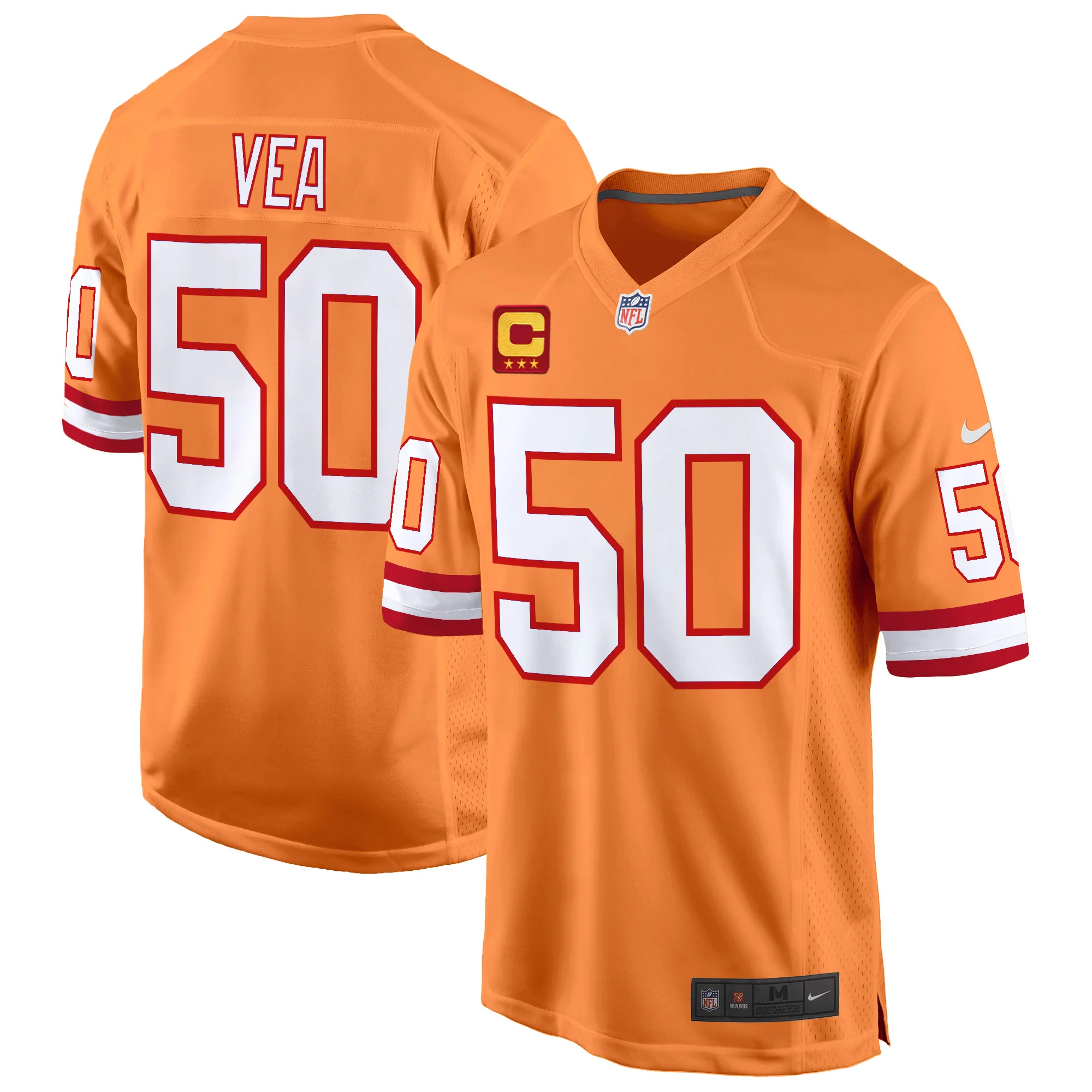 Mens Tampa Bay Tampa Bay Buccaneers Throwback Game Jersey Vita Vea Jersey Creamsicle