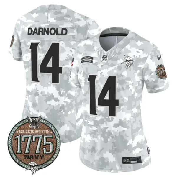 Womens Minnesota Vikings 2024 Salute To Service Establishment Year Patch Vapor Limited Jersey Sam Darnold Jersey Navy