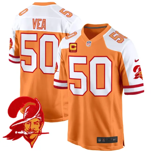 Mens Tampa Bay Tampa Bay Buccaneers Throwback Game Jersey Vita Vea Jersey Creamsicle Alternate