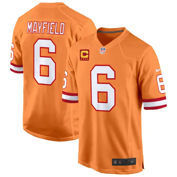 Mens Tampa Bay Tampa Bay Buccaneers Throwback Game Jersey Baker Mayfiled Jersey Creamsicle