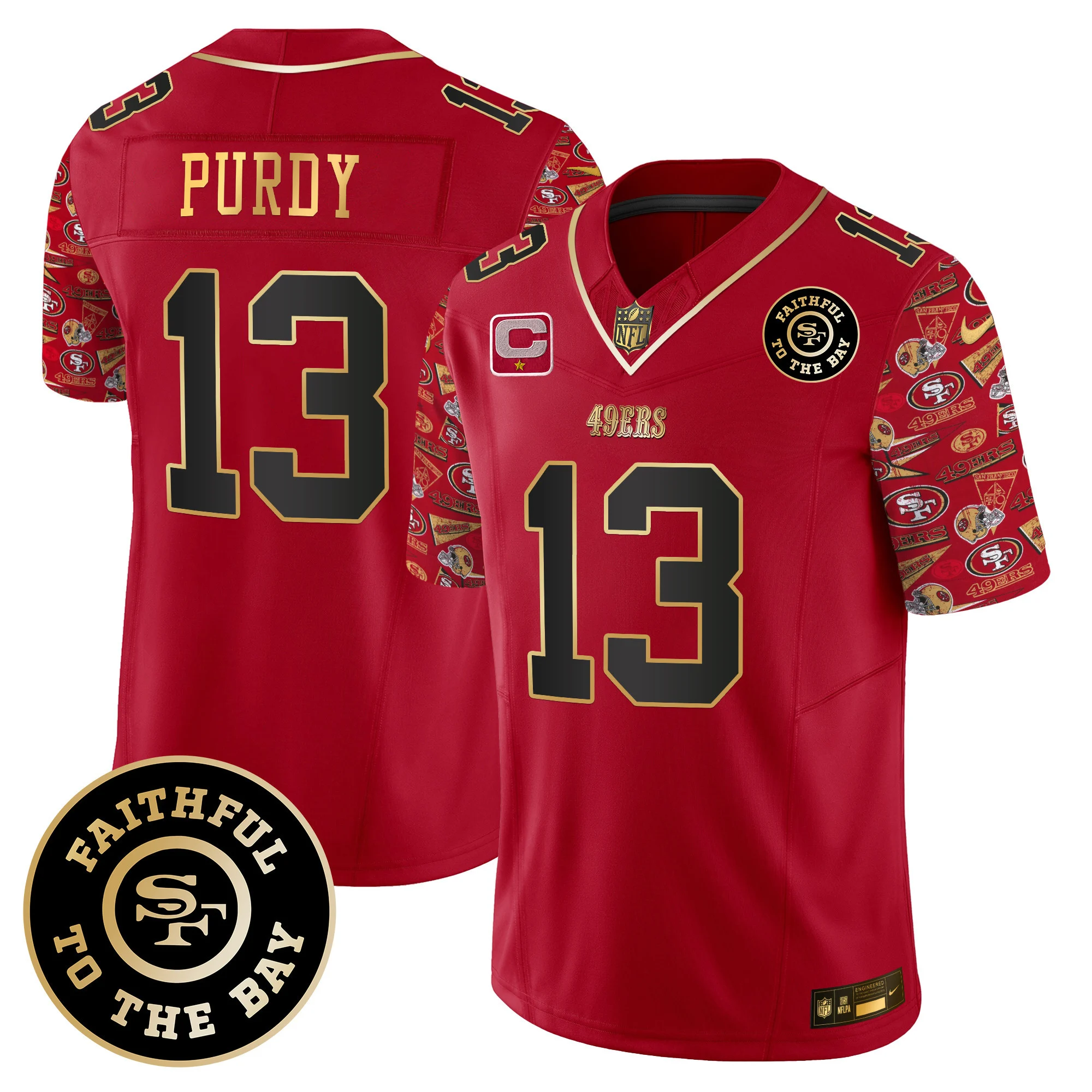 Mens San Francisco 49Ers Pattern Style Vapor Limited Jersey Brock Purdy Jersey Scarlet Limited