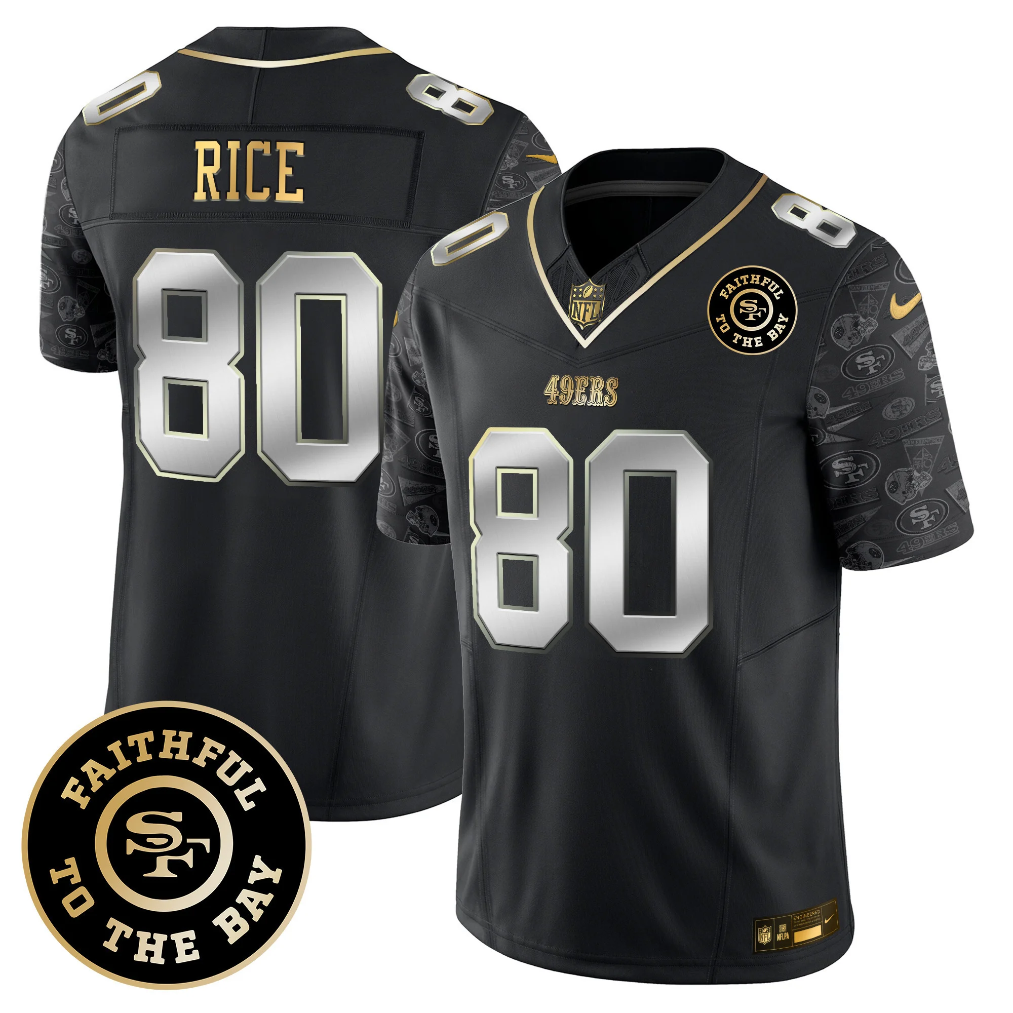 Mens San Francisco 49Ers Pattern Style Vapor Limited Jersey Jerry Rice Jersey Black Limited