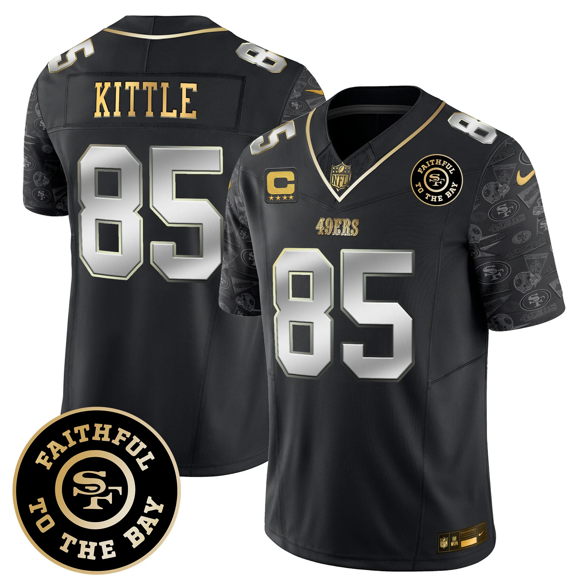 Mens San Francisco 49Ers Pattern Style Vapor Limited Jersey George Kittle Jersey Black Limited