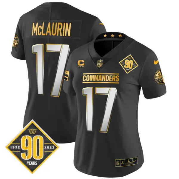 Womens Washington Commanders 90Th Anniversary Patch Gold Vapor Limited Jersey Terry Mclaurin Jersey Black Limited