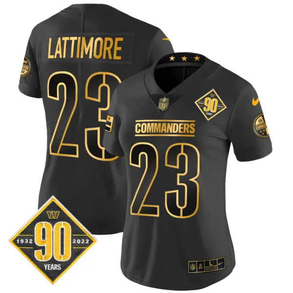 Womens Washington Commanders 90Th Anniversary Patch Gold Vapor Limited Jersey Marshon Lattimore Jersey Black Gold