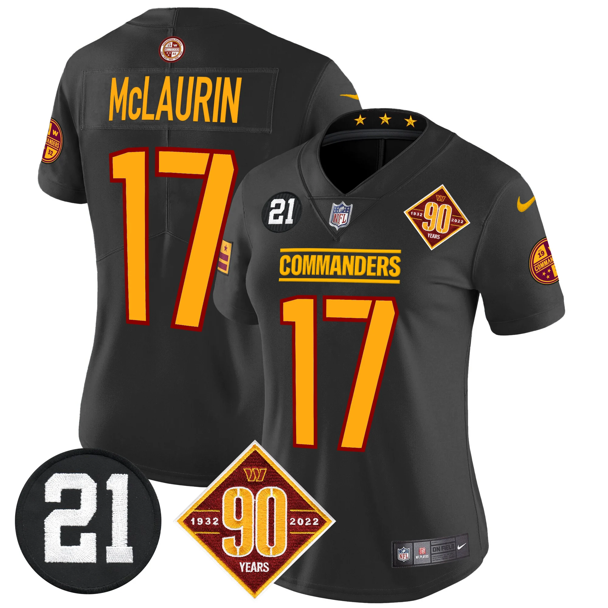 Womens Washington Commanders 90Th Sean Taylor Patch Vapor Limited Jersey Terry Mclaurin Jersey Black